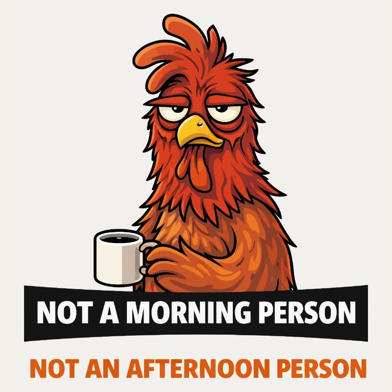 Grumpy Rooster Not a Morning Person