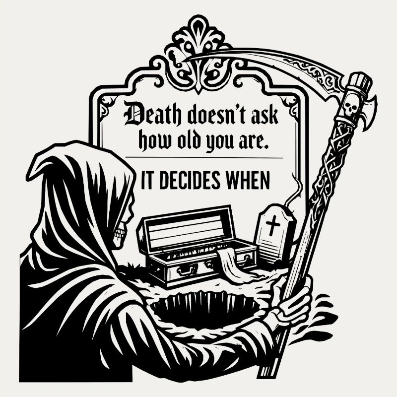 Death Doesn't Ask How Old You Are Gothic Skull