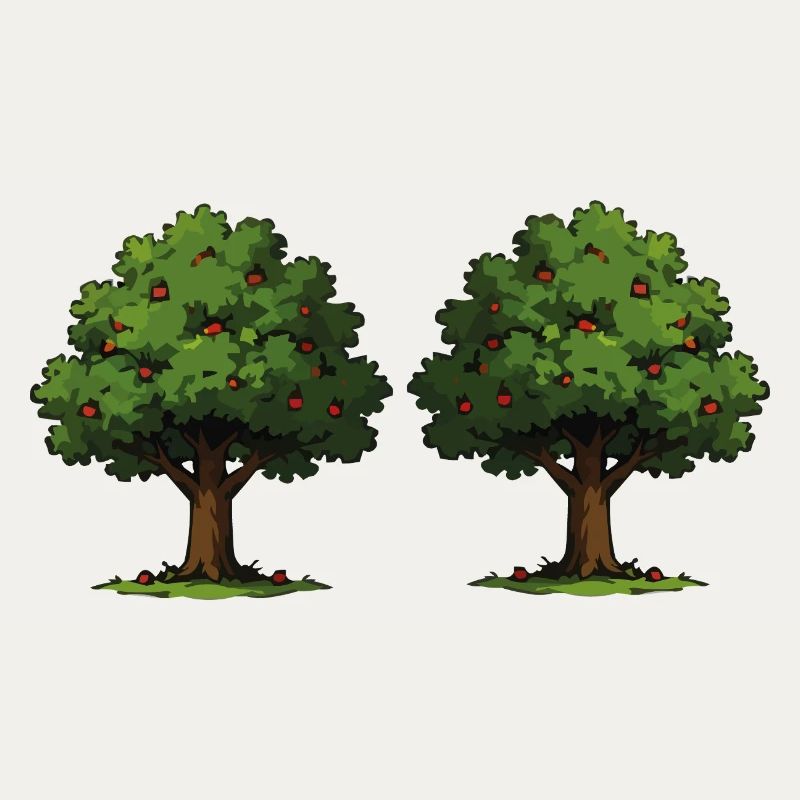 Double tree with red apples