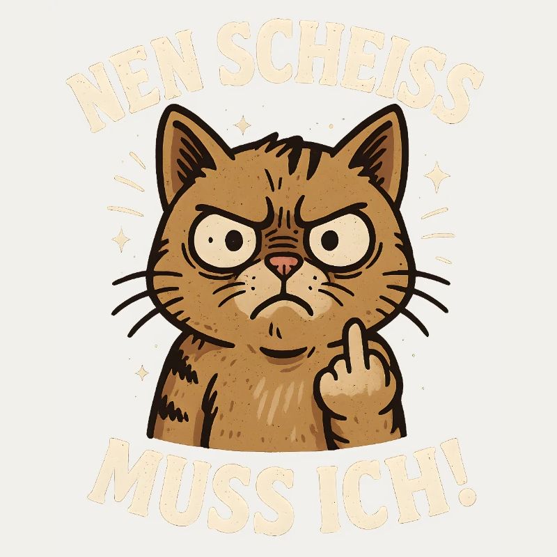 Frecher Spruch Mittelfinger Katze Büro