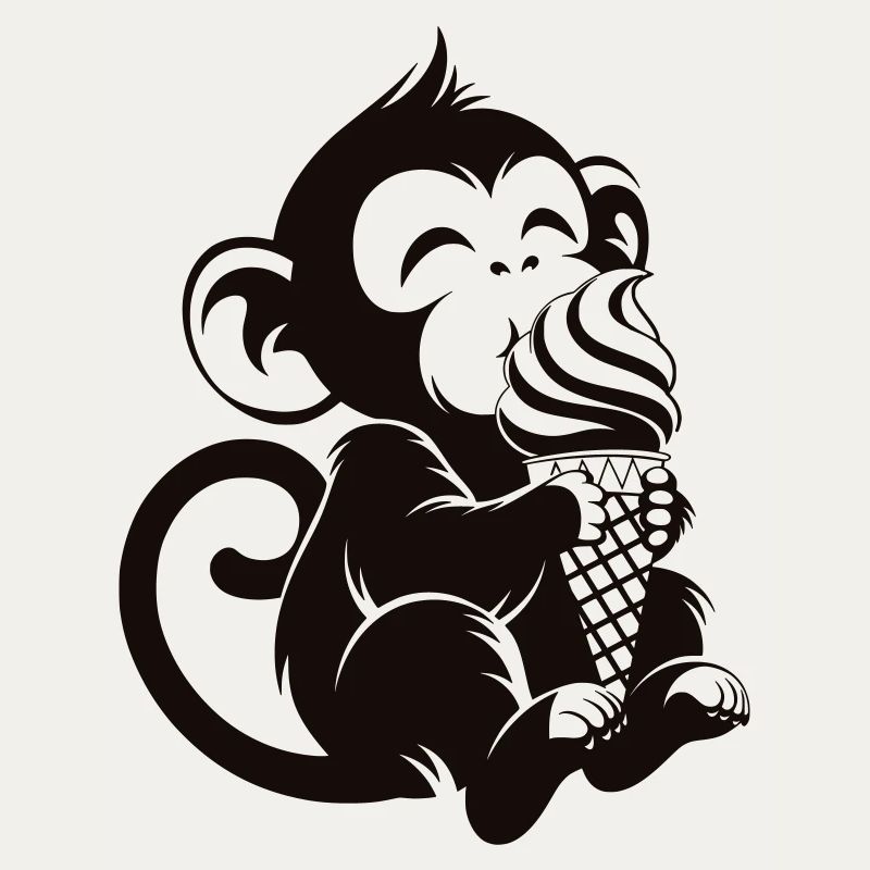 Süßer Affe mit Eis Cartoon