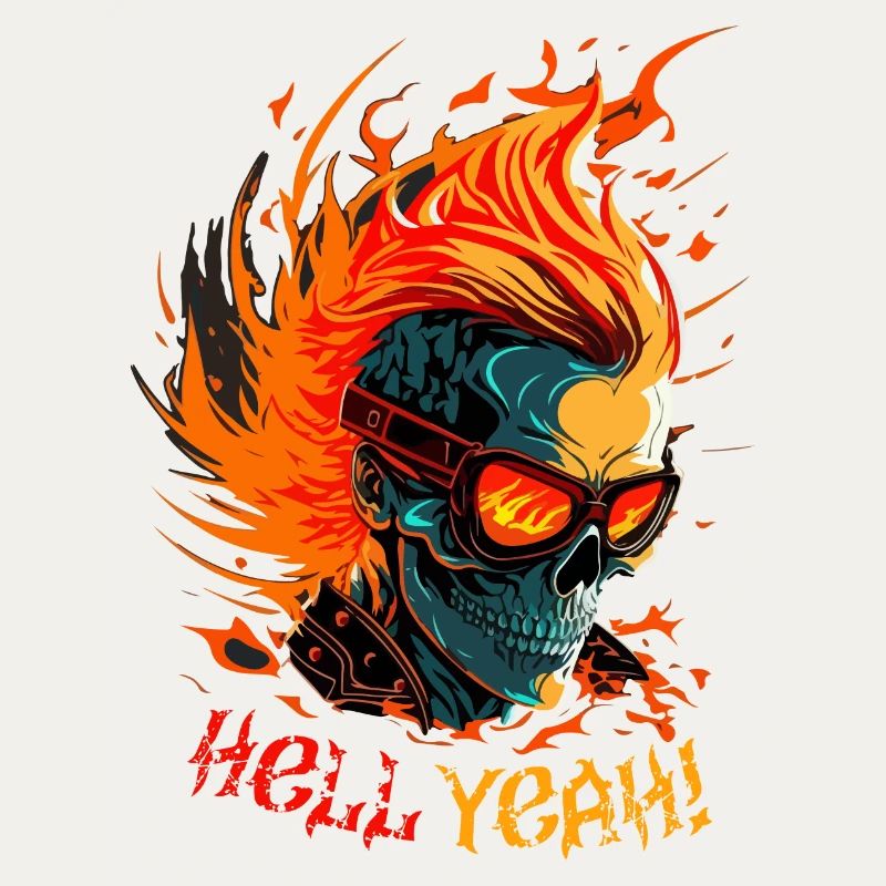 Flaming Skull with Hell Yeah