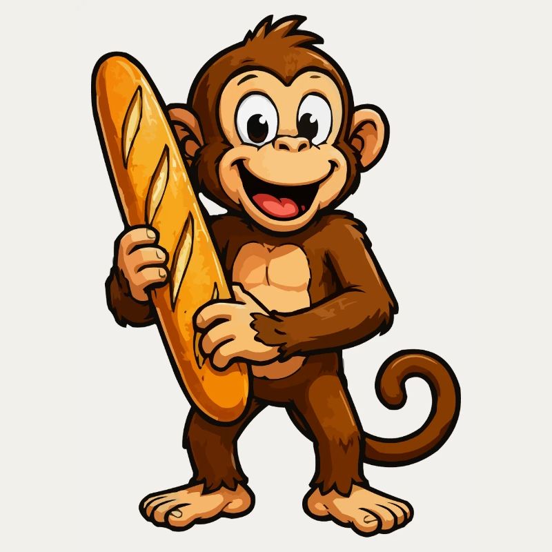 Affe mit Baguette