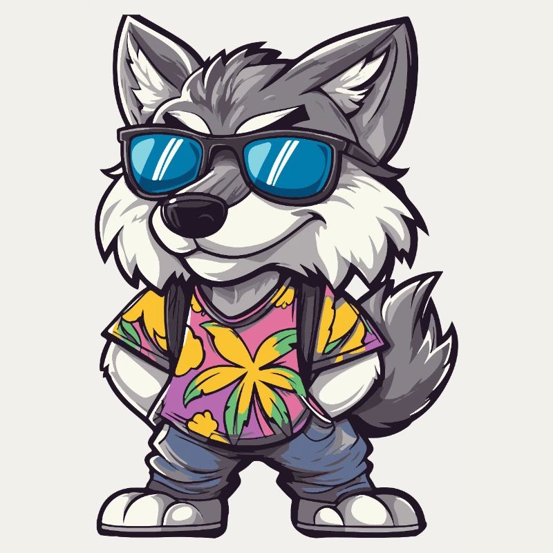 Wolf Comic Urlaub