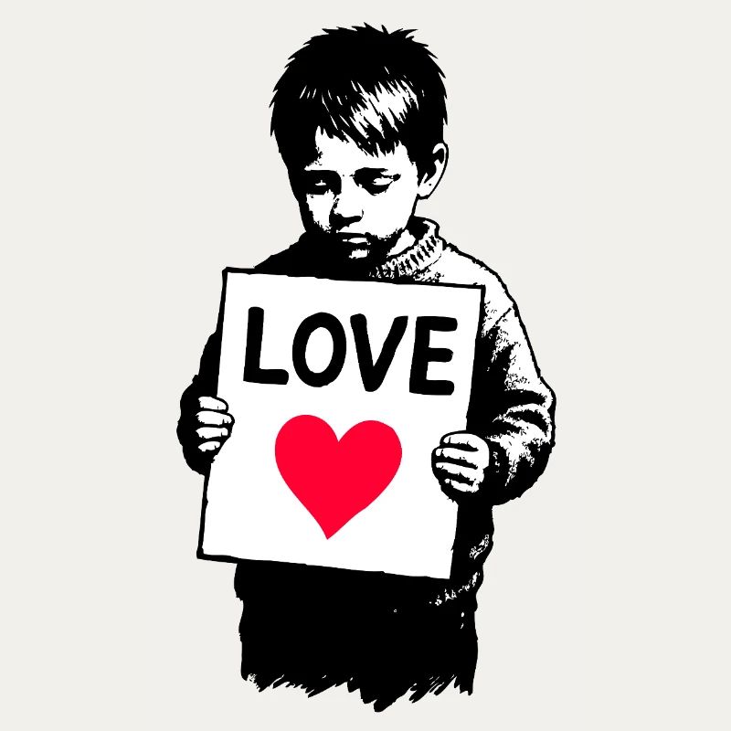 Junge mit LOVE Schild