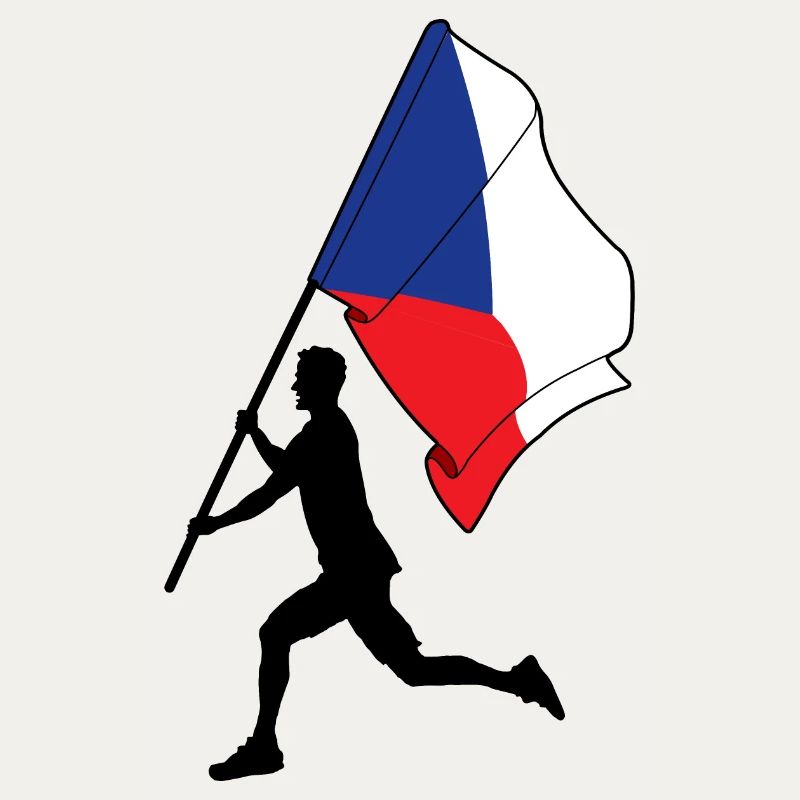 Flagge Tschechien Mann läuft