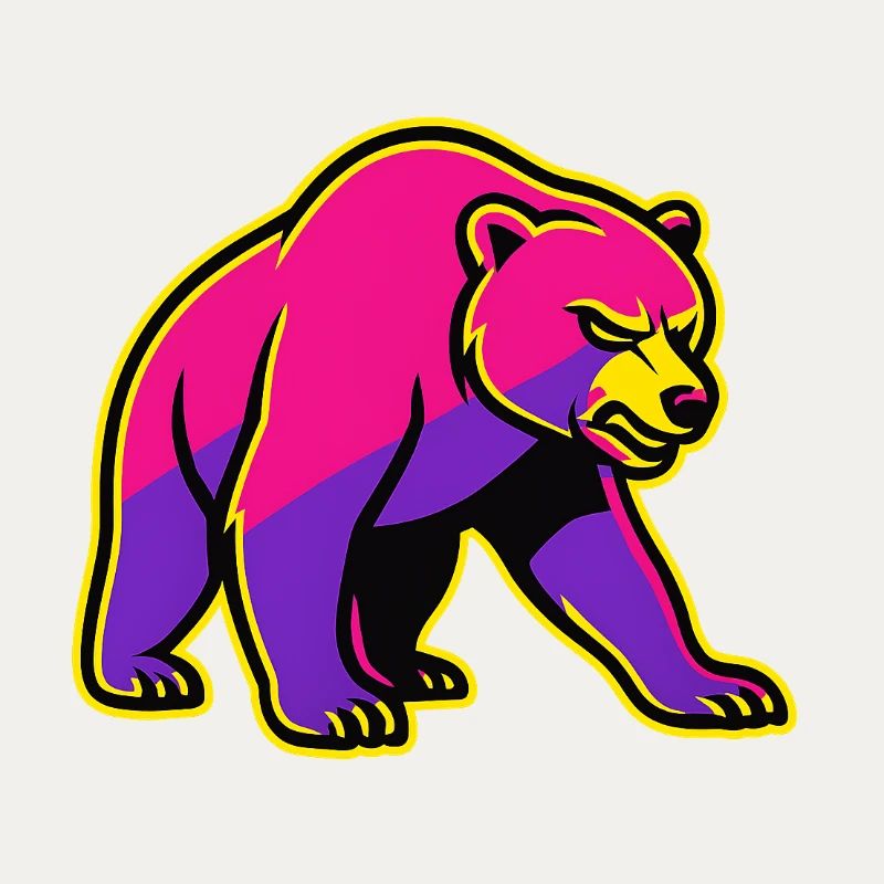 Neon Bär mit Kraft 