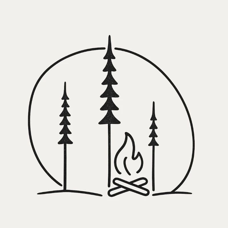 Forest Campfire Silhouette Nature Gift Idea