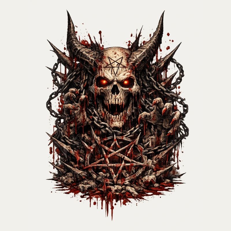 Demonic skull with pentagram