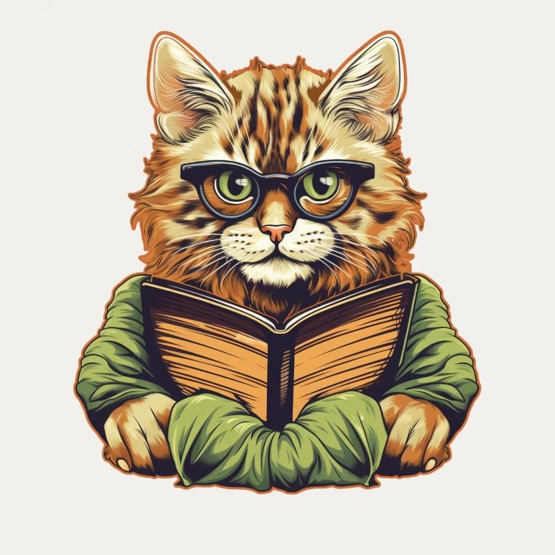 Cat with book
