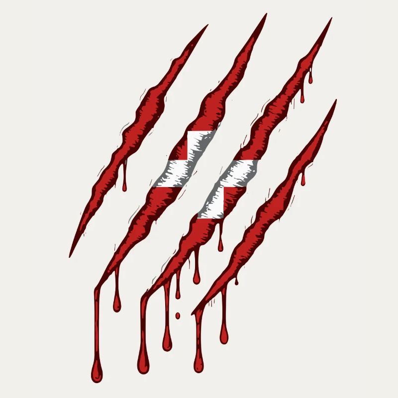 Denmark Claw Grunge Dannebrog Flag Scratch