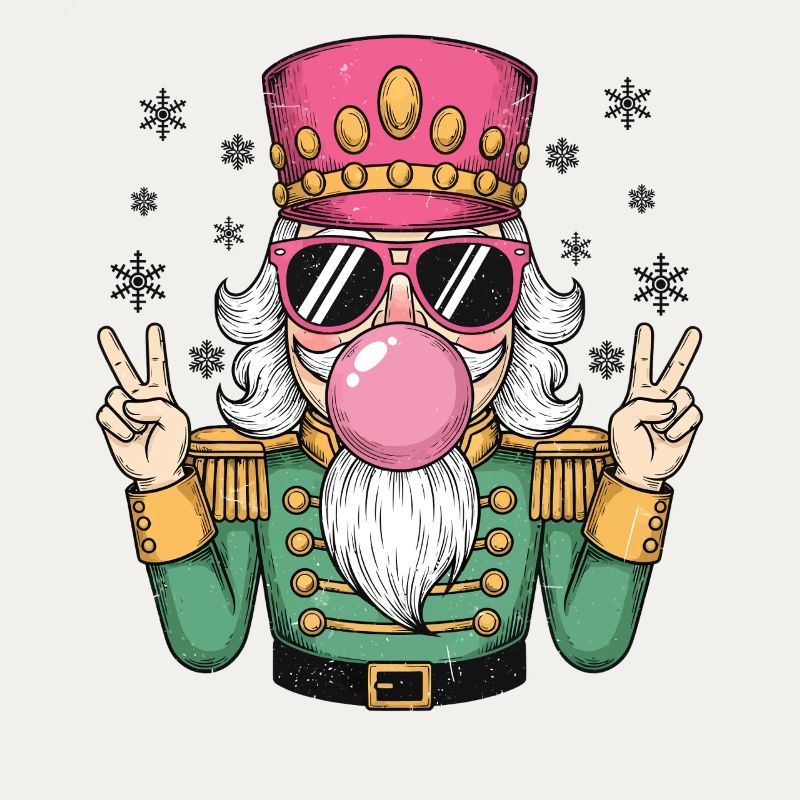 Nutcracker blows chewing gum