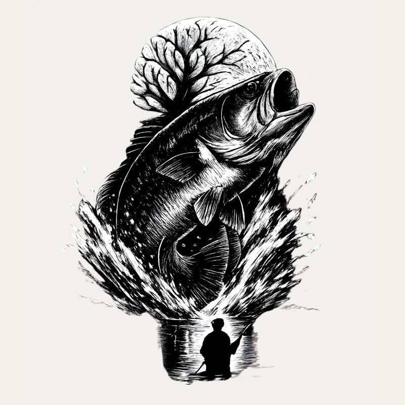 Perchoir sauteuse au clair de lune, pêcheur de nuit