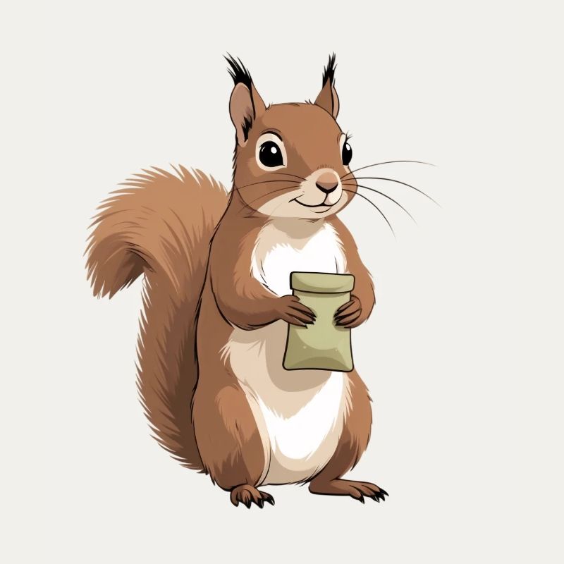 Eichhörnchen mit Beutel