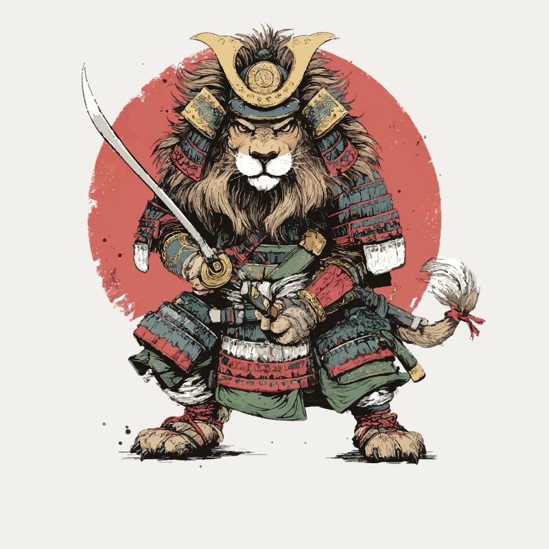 Samurai-Löwe in Rüstung