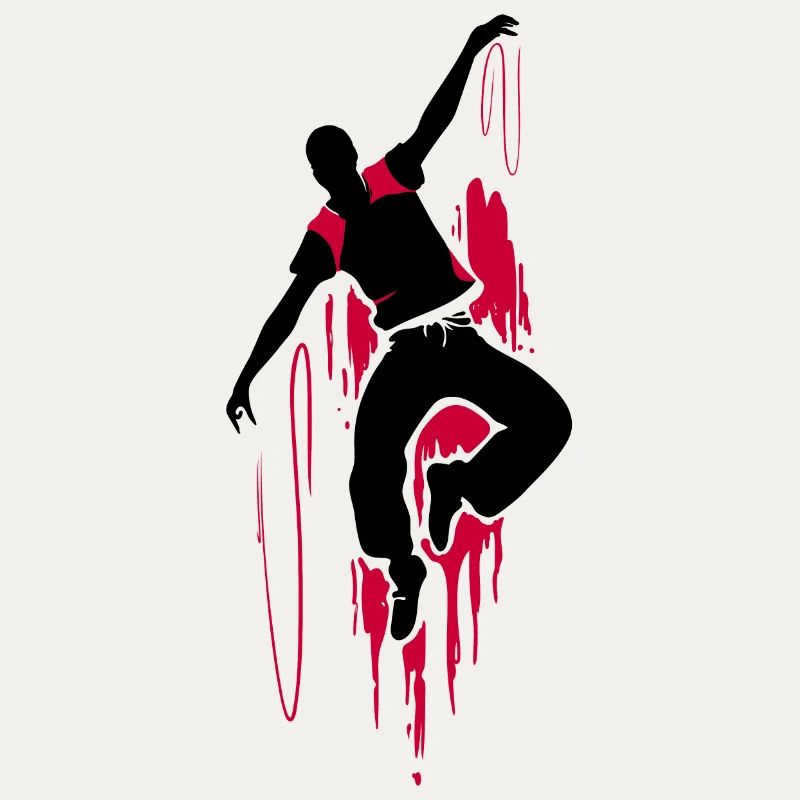 Breakdancer Tänzer Silhouette in Rot Schwarz