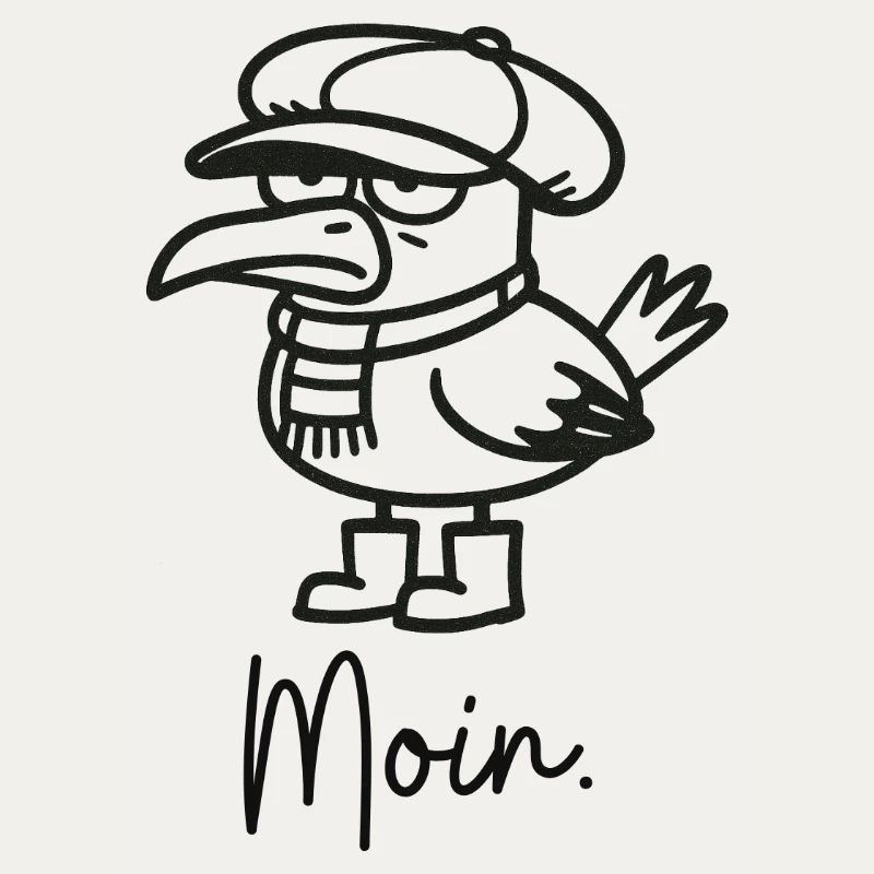 grumpy seagull with cap and moin