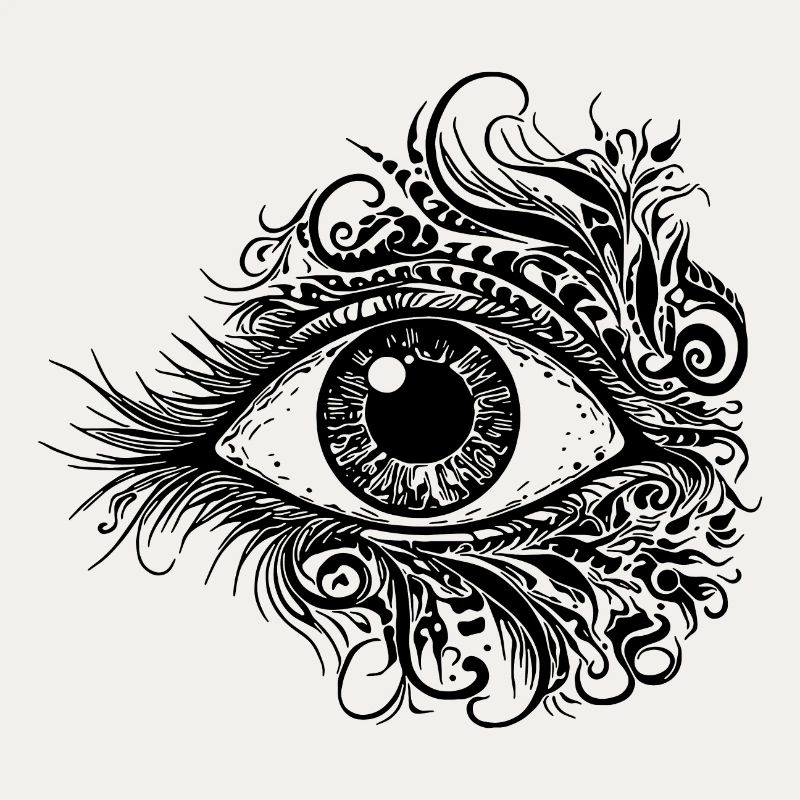 Kunstvolles Auge mit durchdringendem Blick