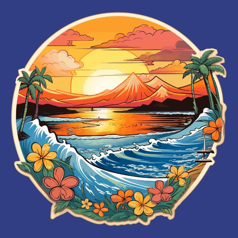 Conception de planche de surf Surf Surf Hawaii Palm Trees Ocean