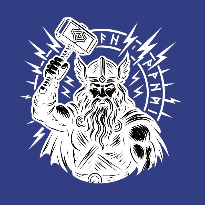 Odin mit Thorhammer Blitz Runenkreis Mjölnir
