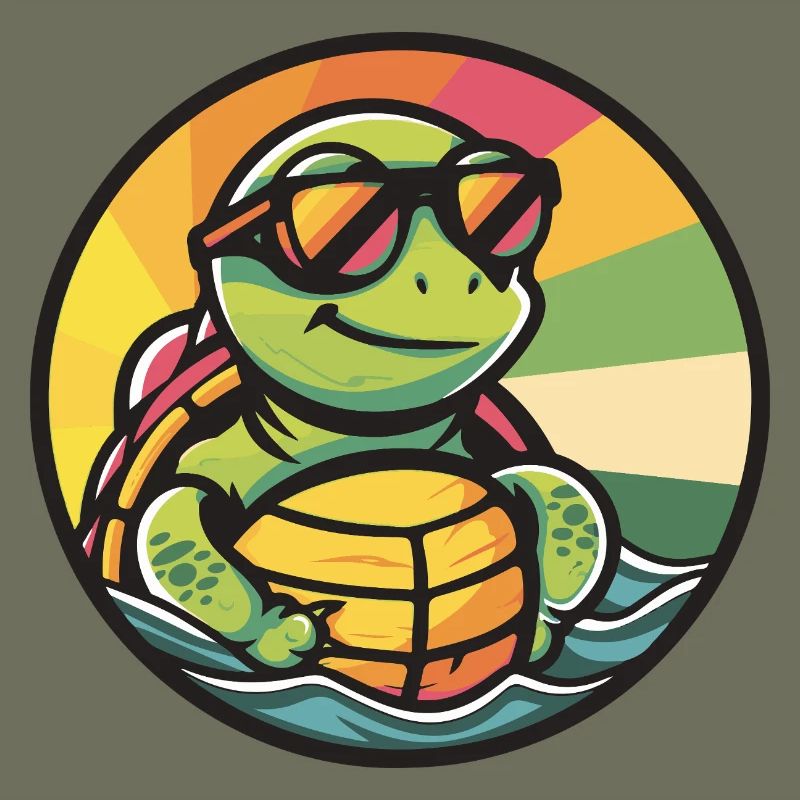 Turtle Comic Cool Summer