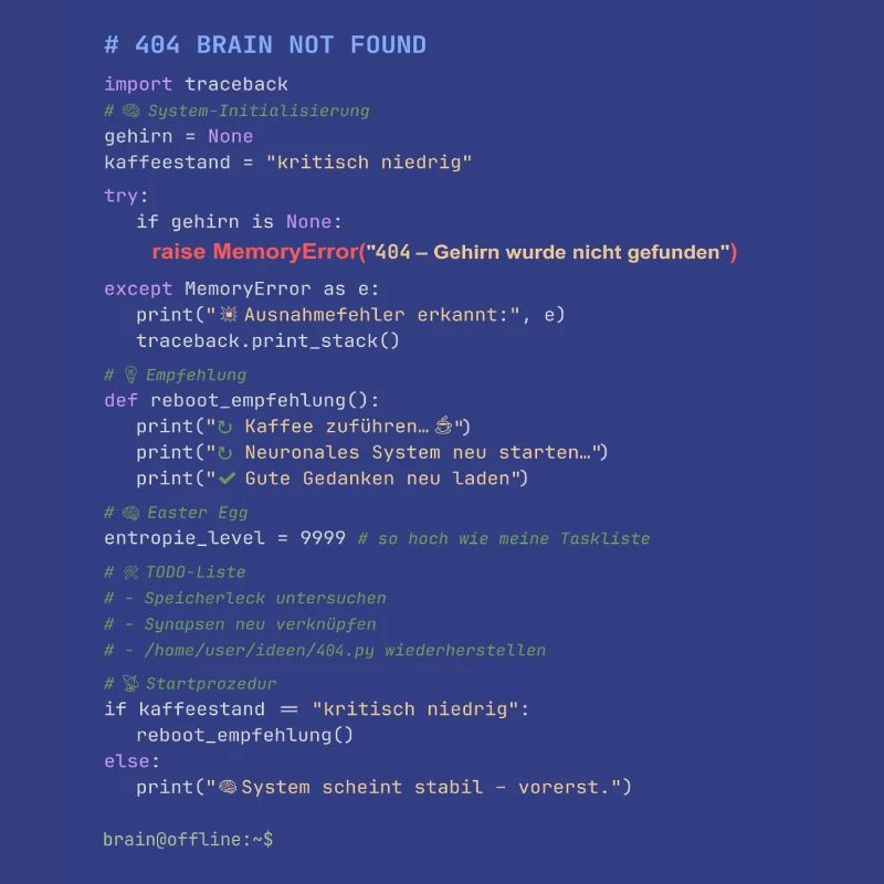 404 Cerveau introuvable Code Python
