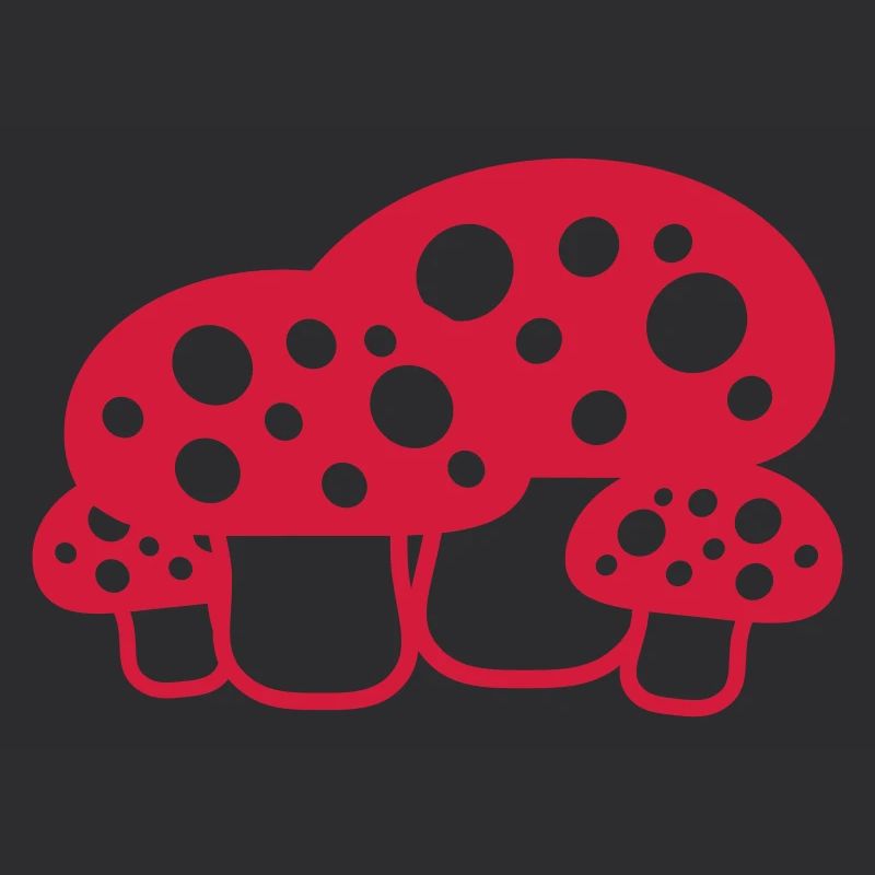 Many Mushrooms Red Dots Pattern Toadstool Fungus