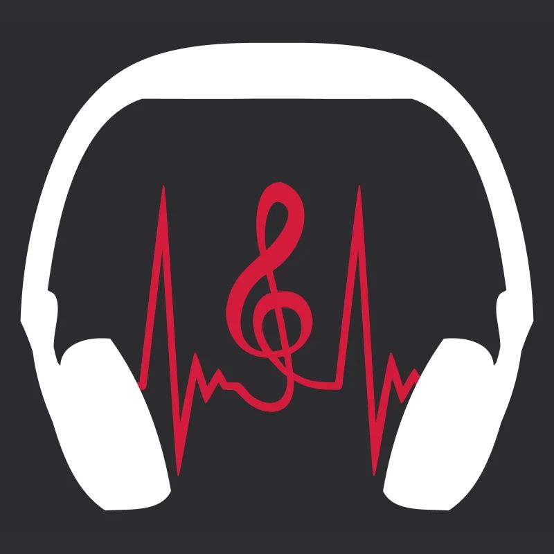 Headphones Music clef pulse heartbeat