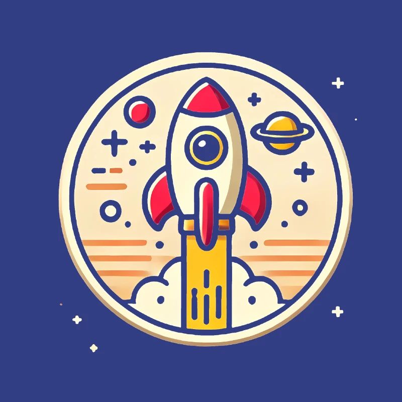 Fusée rétro perdue dans l’espace Graphique