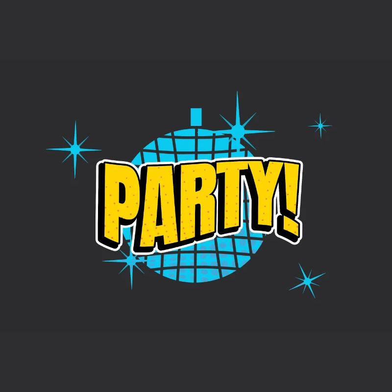 Party Disco Comic Style Bubble Graffiti Lettering