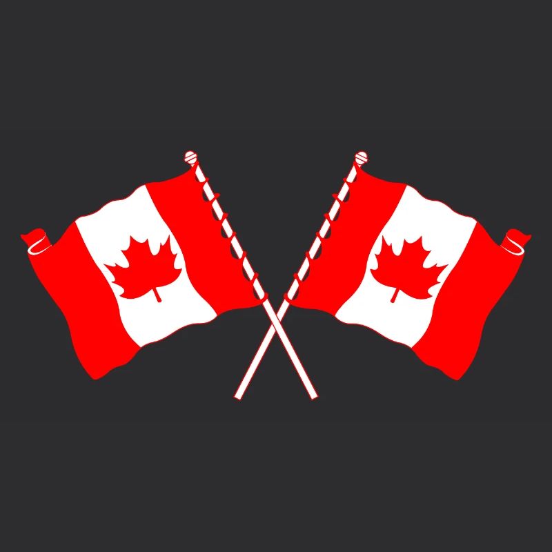 Two flags of Canada crossed with maple leaf