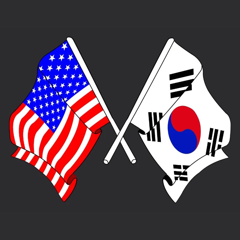 Drapeau des États-Unis et drapeau de la Corée du Sud