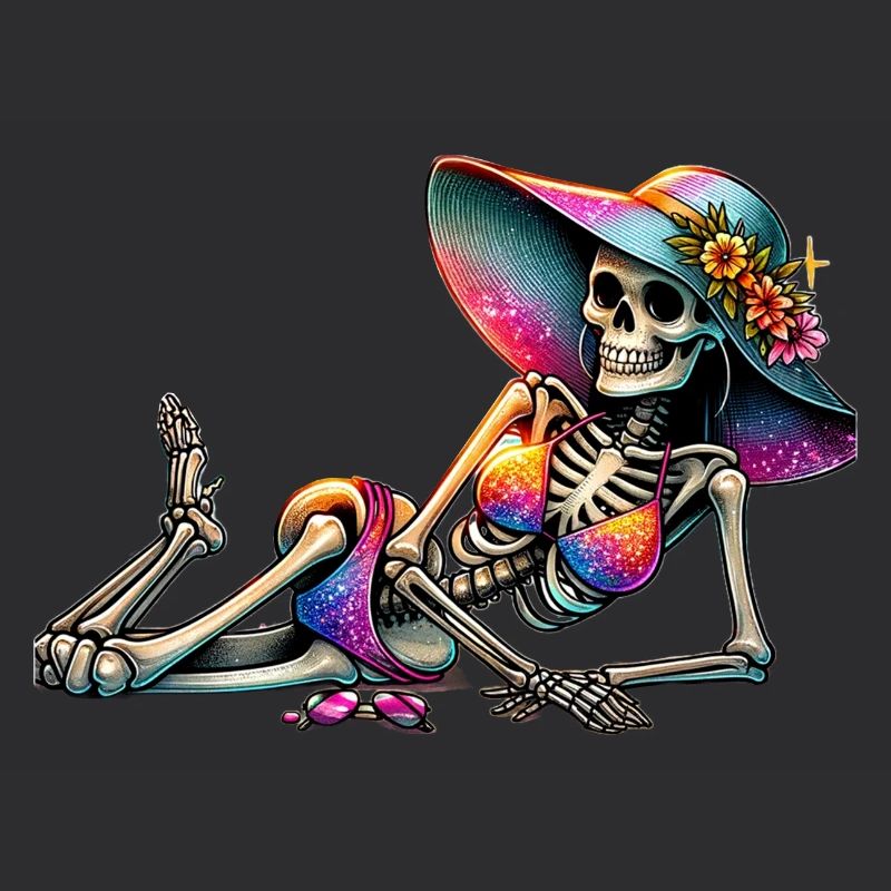 Sunlit Skeleton in Floral Hat