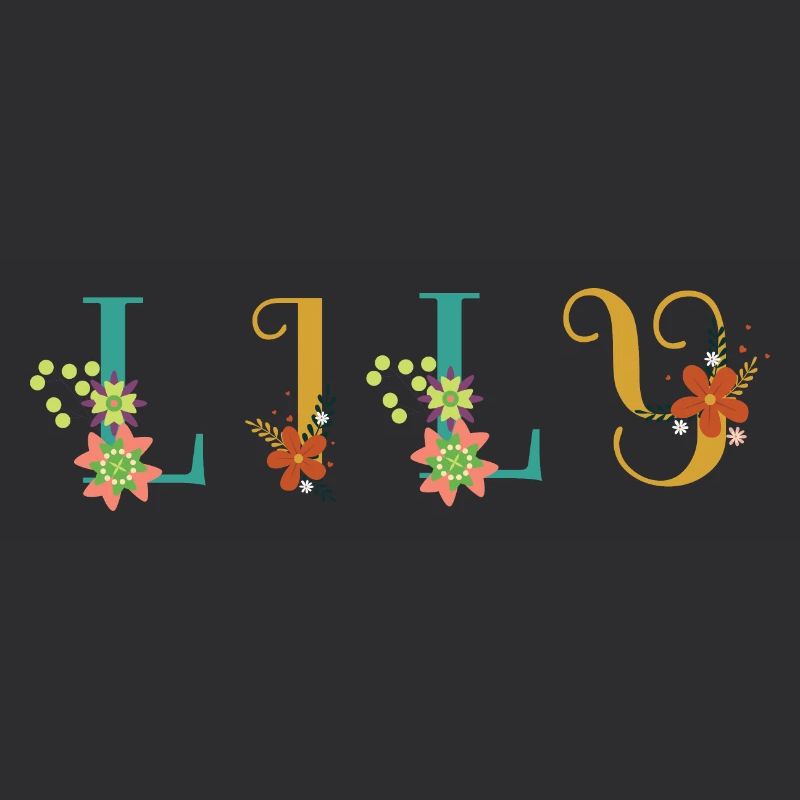 Art du nom de LILY avec des fleurs brodées