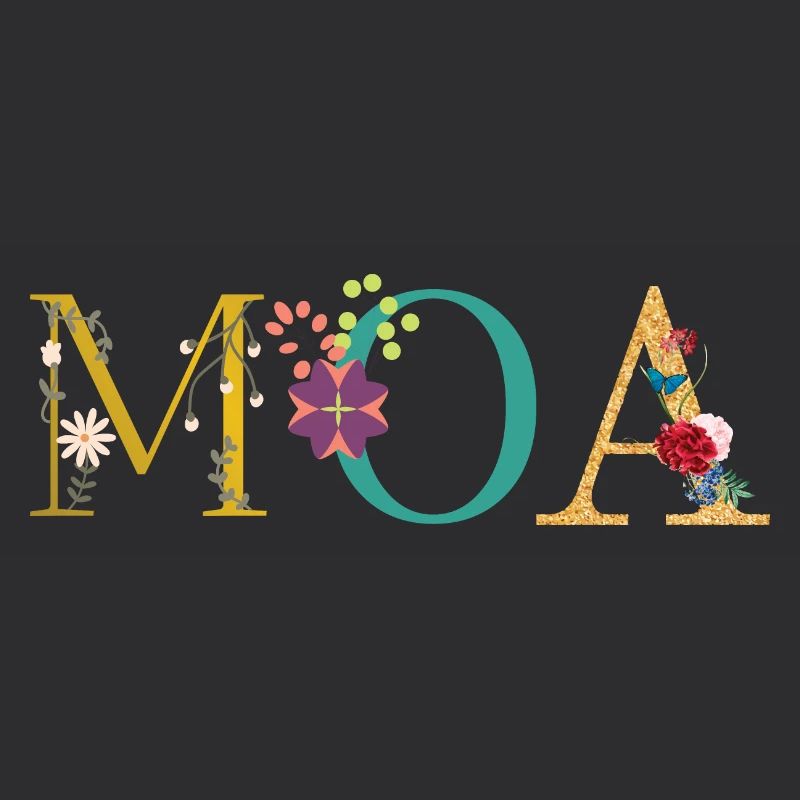 Nom du MOA décoré de fleurs