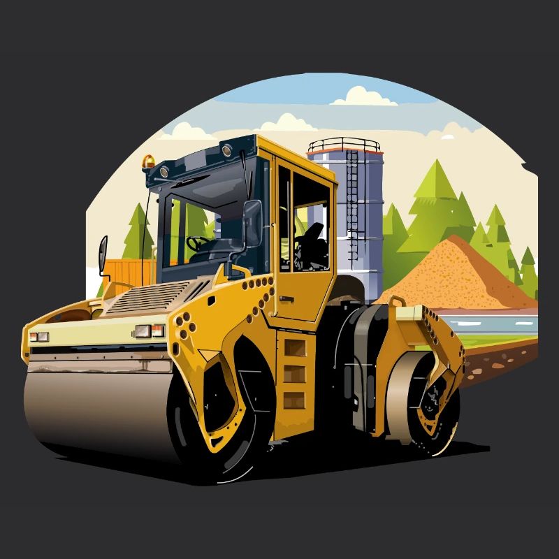 Road roller at work