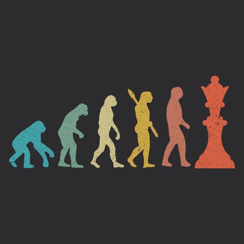 Évolution de l’Homme vers le Roi Échecs Humour