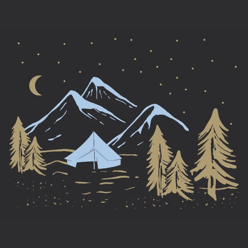Night Mountain Camping Scene
