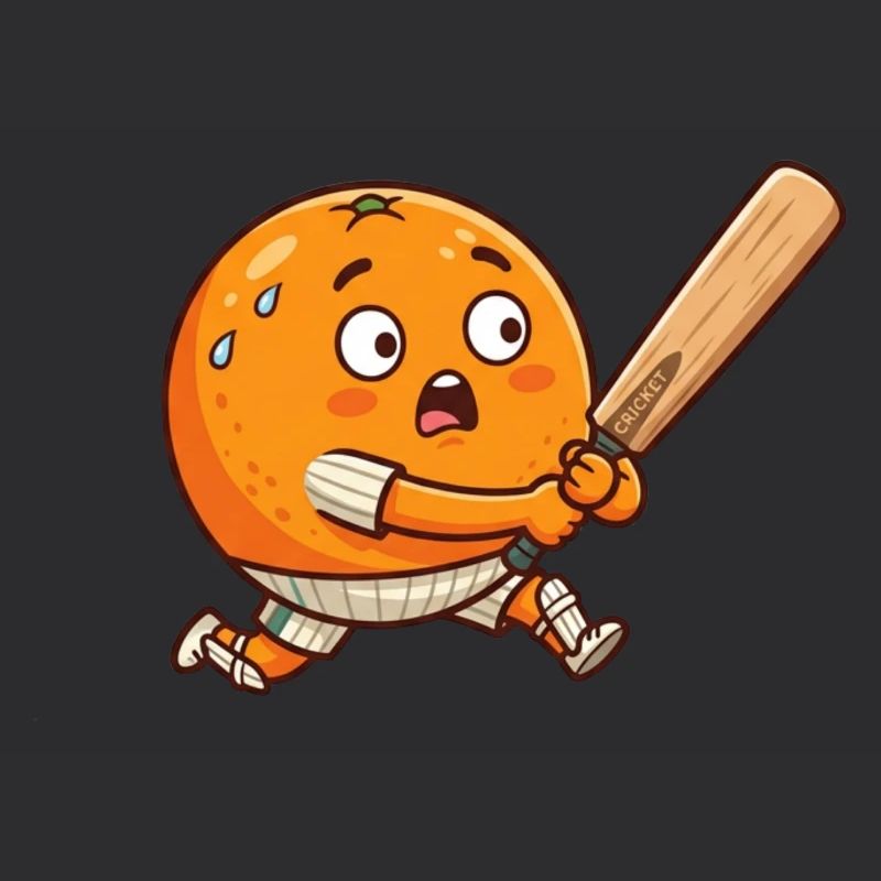Funny Orange Doing Baseball Strike Cartoon