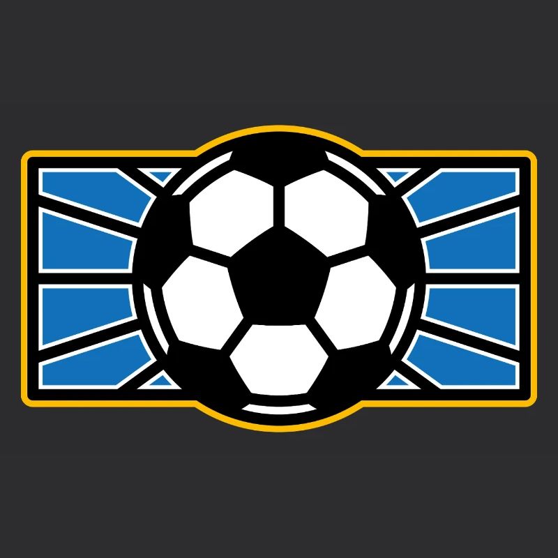 Retro Soccer Crest: Blue Radiant Rays