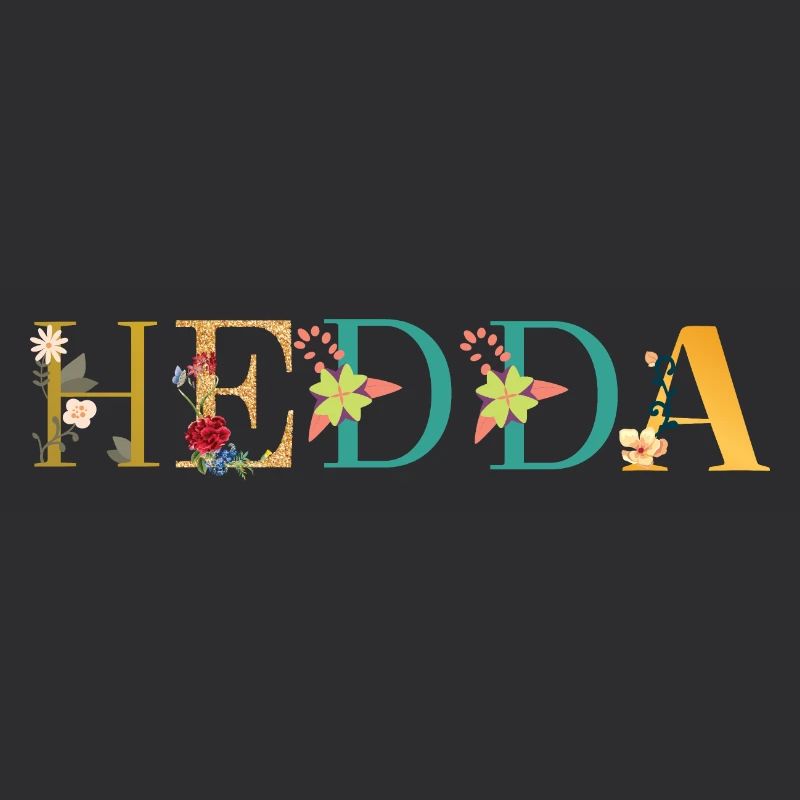 Le nom HEDDA est décoré de fleurs