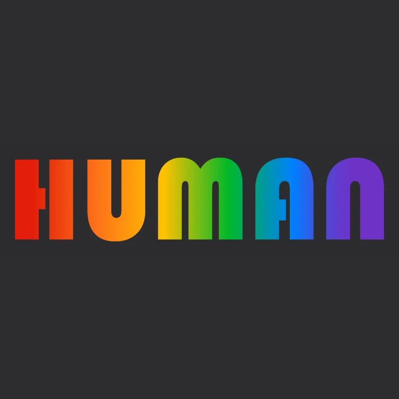 HUMAN rainbow text