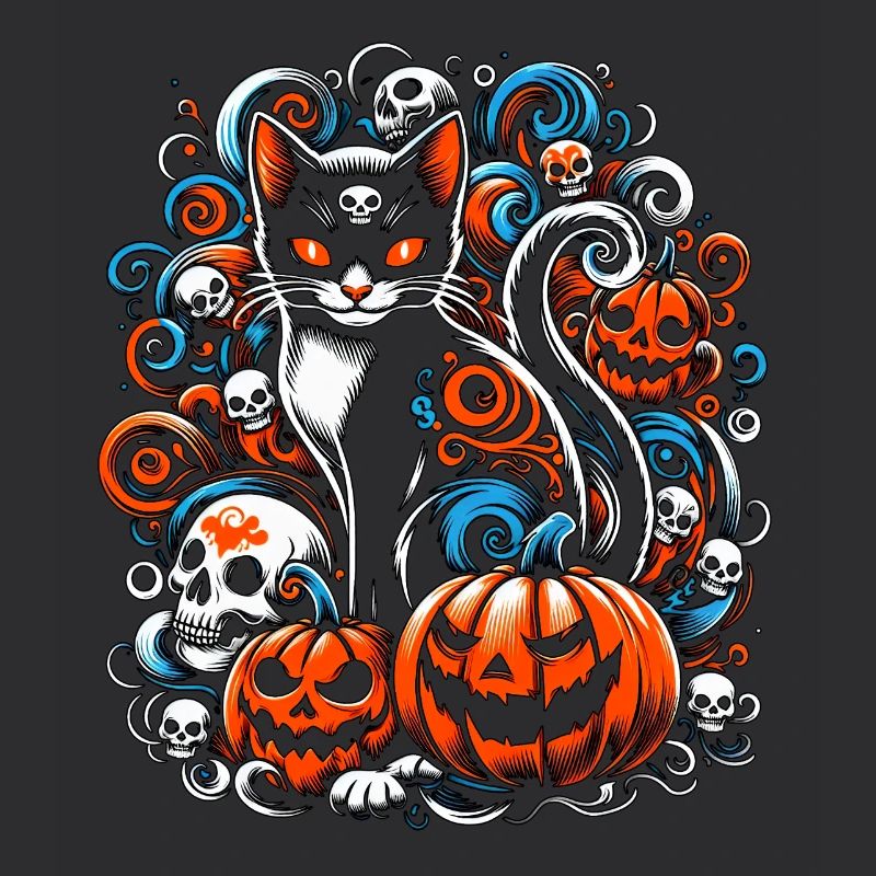 Crânes de chat étranges Halloween