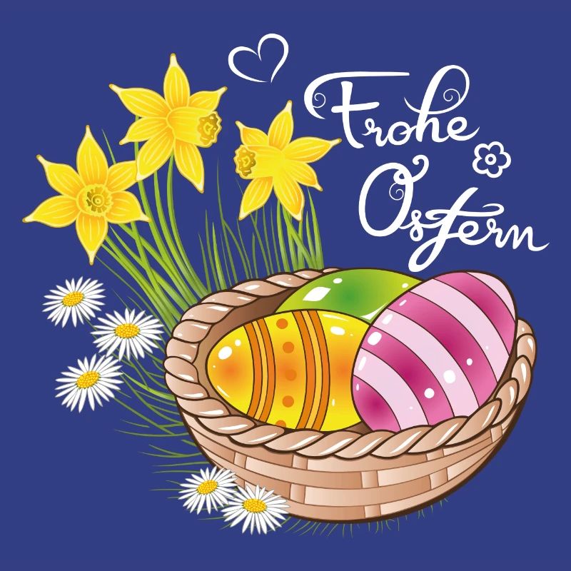 Happy Easter Easter basket Easter eggs Easter flowers eggs