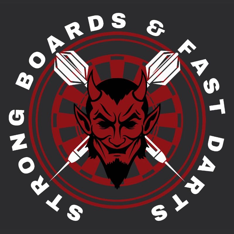 Darts, bullseye, dartboard and devil.