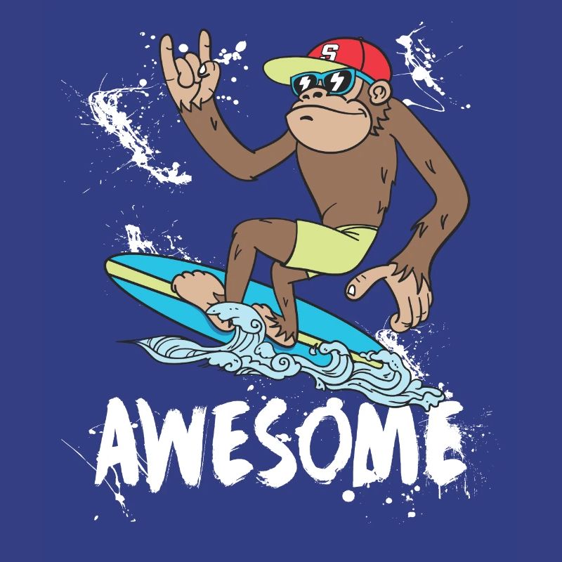 Camicia Surf Monkey Monkey Monkey Awesome