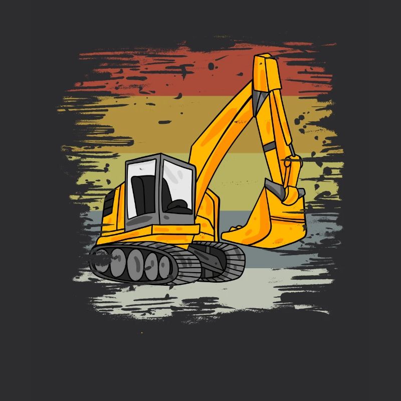 Excavator Construction Site Retro