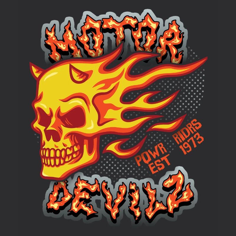 Skull Fire Skull Motorcyclist Motor Devils