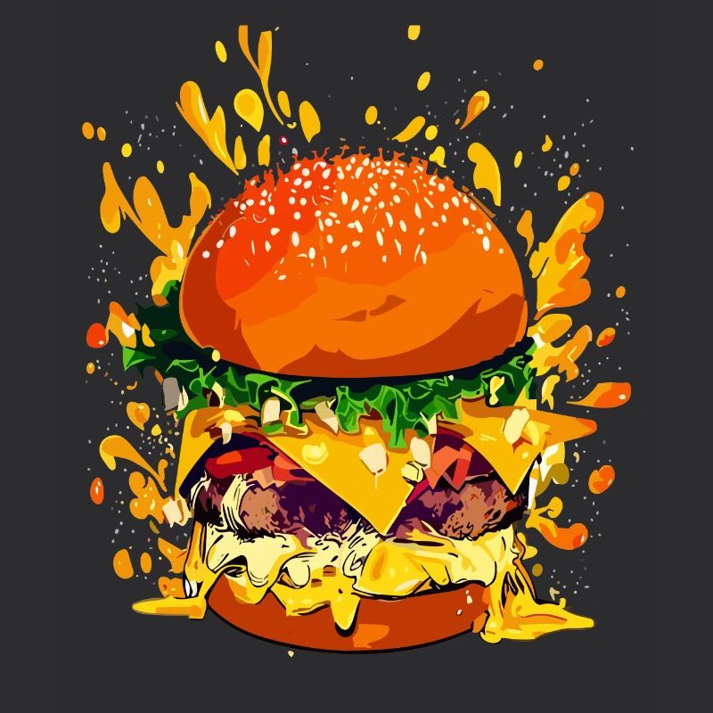 Extravaganter Cheeseburger mit Käse Splatter