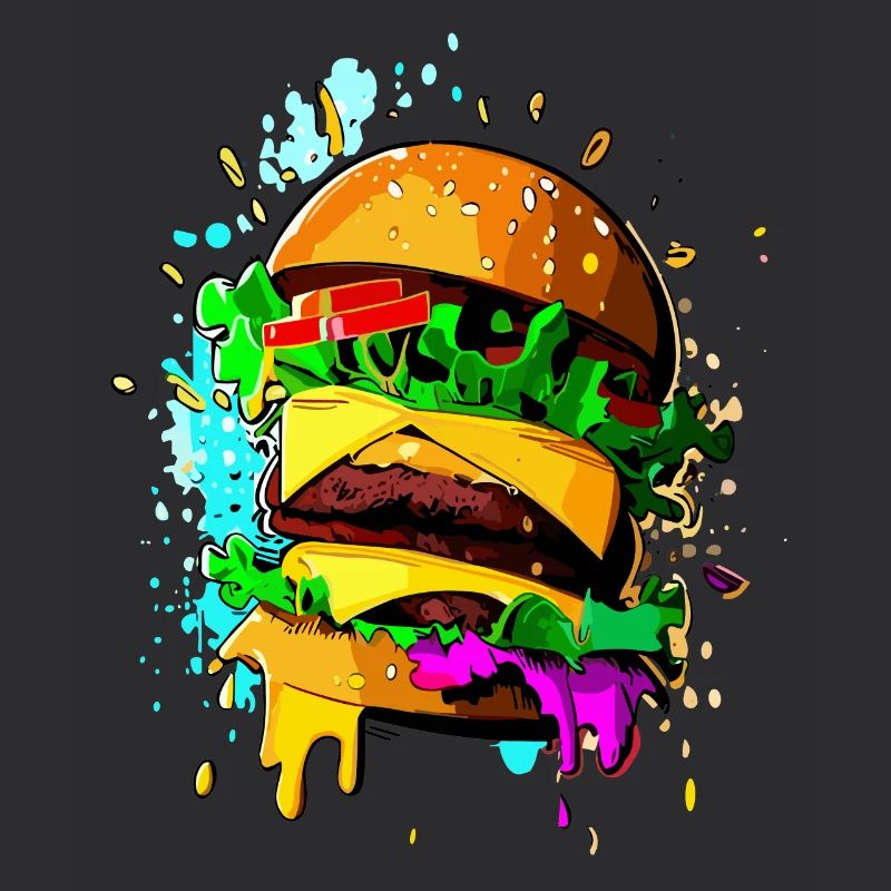 Graffiti Burger Colorful Cheeseburger